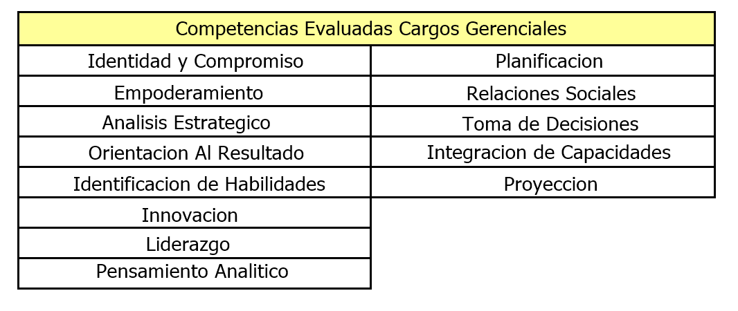 SERVICIO DE EVALUACION POR COMPETENCIAS EN LINEA PARA CARGOS GERENCIALES